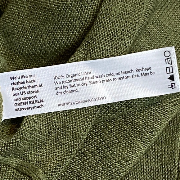 Eileen Fisher Olive Green Organic Linen Knit Top - Picture 5 of 6